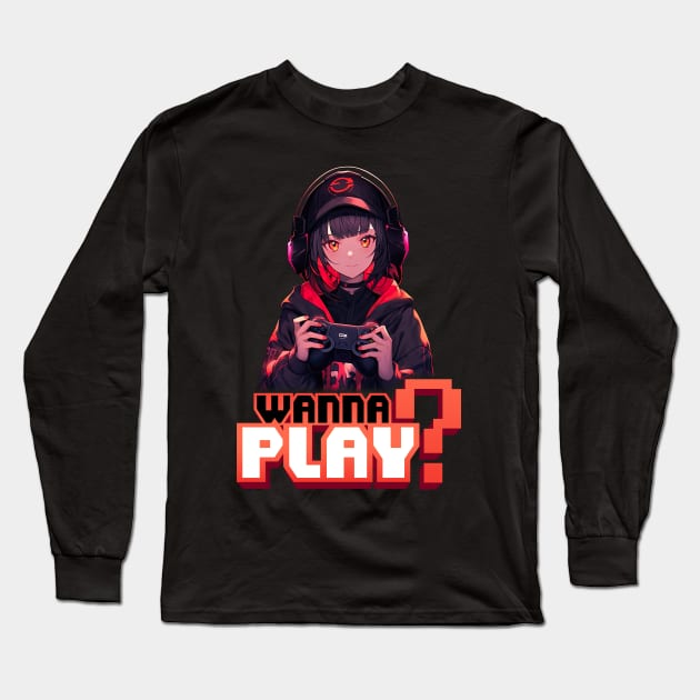 Gamer Girl wants to Play – Anime Wallpaper Long Sleeve T-Shirt by KAIGAME Art